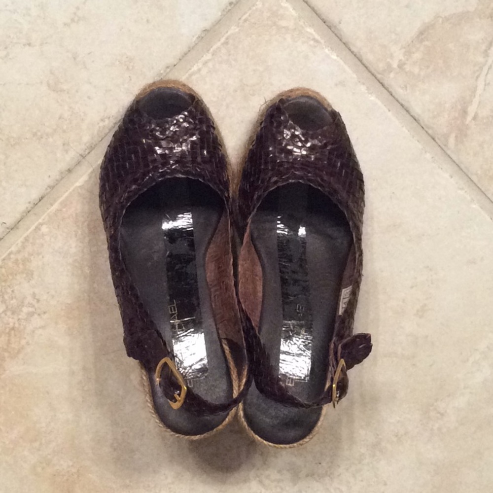 braided leather peep toe espadrilles